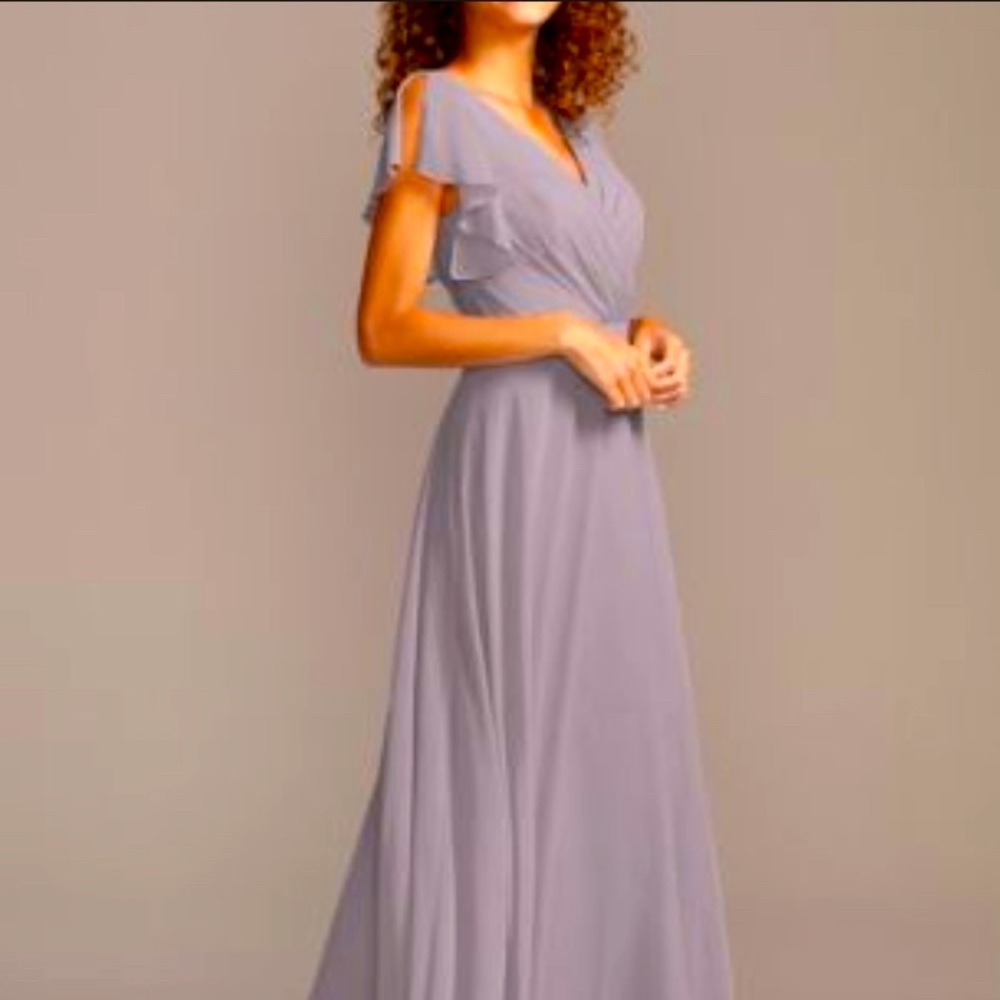 David’s Bridal Long Flutter Sleeve Dress